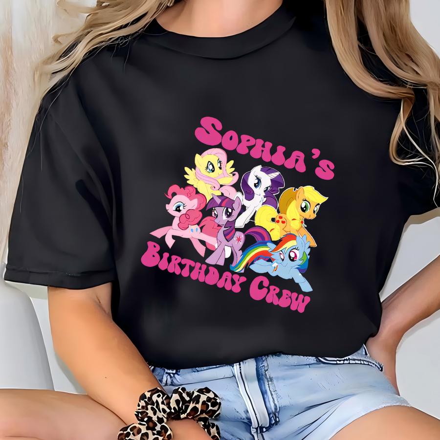 My Little Pony Birthday Shirt Custom Name Birthday Girl Tee – Mlp Matching Birthday Crew Shirts – My Little Pony Party Gift T-shirt