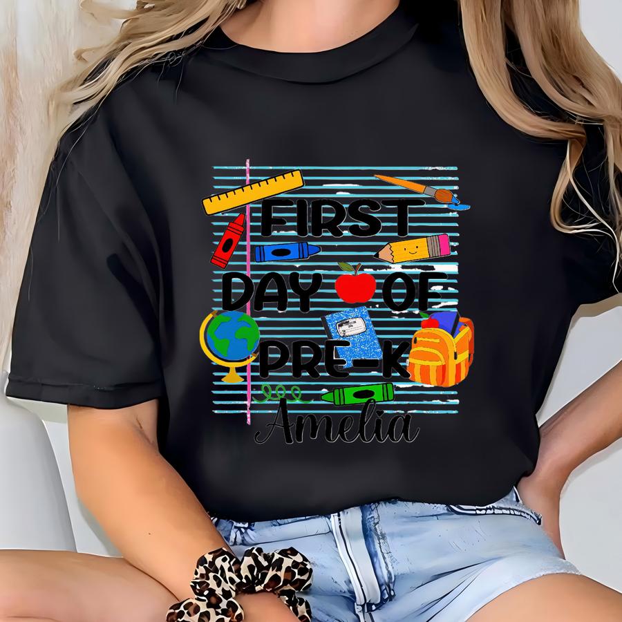 Custom First Day Of Pre-k Shirt For Kids, Personalized Pre-k Shirt, Kids Back To School Shirt, Preschool Shirt, Kids 1st Day Of School Tee T-shirt