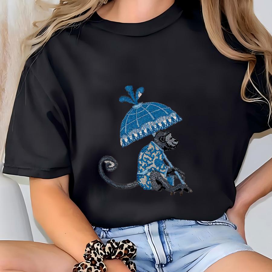 Cocktail Napkin Set, Y, Chinoiserie, Monkey With Parasol, Grandmillennial T-shirt