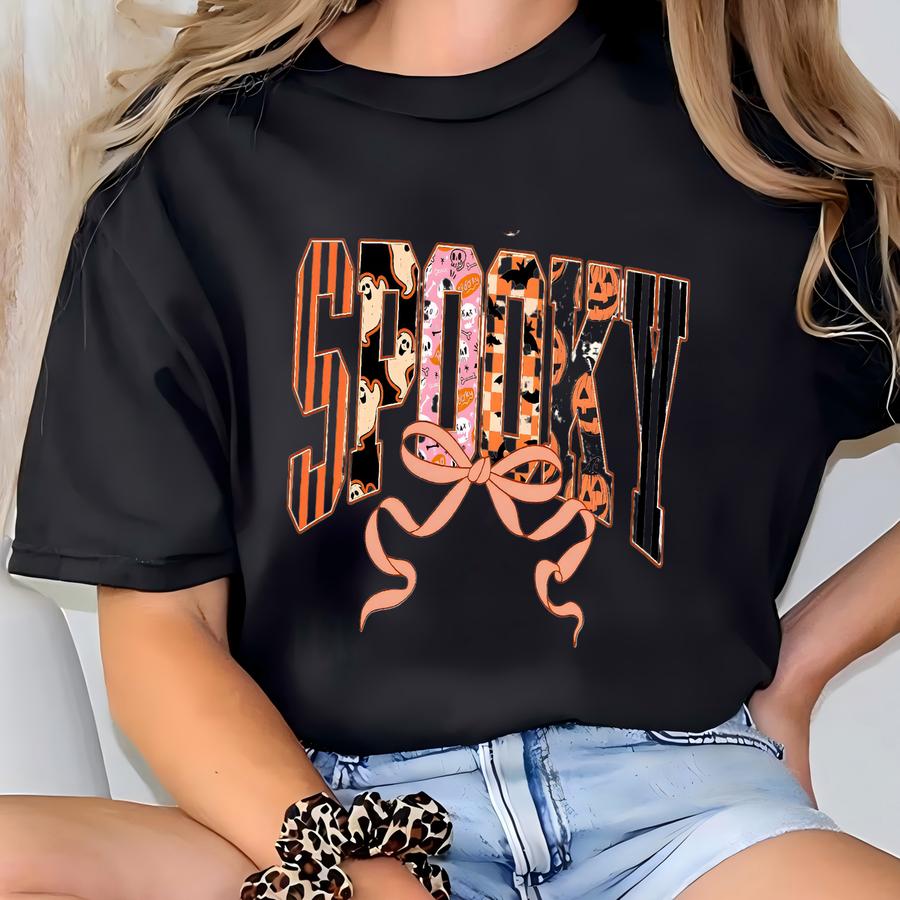 ® Spooky Halloween Shirt, Coquette Halloween Tee, Spooky Season Gift, Spooky Vibes, Cute Halloween Shirt, Woman Halloween Gift T-shirt