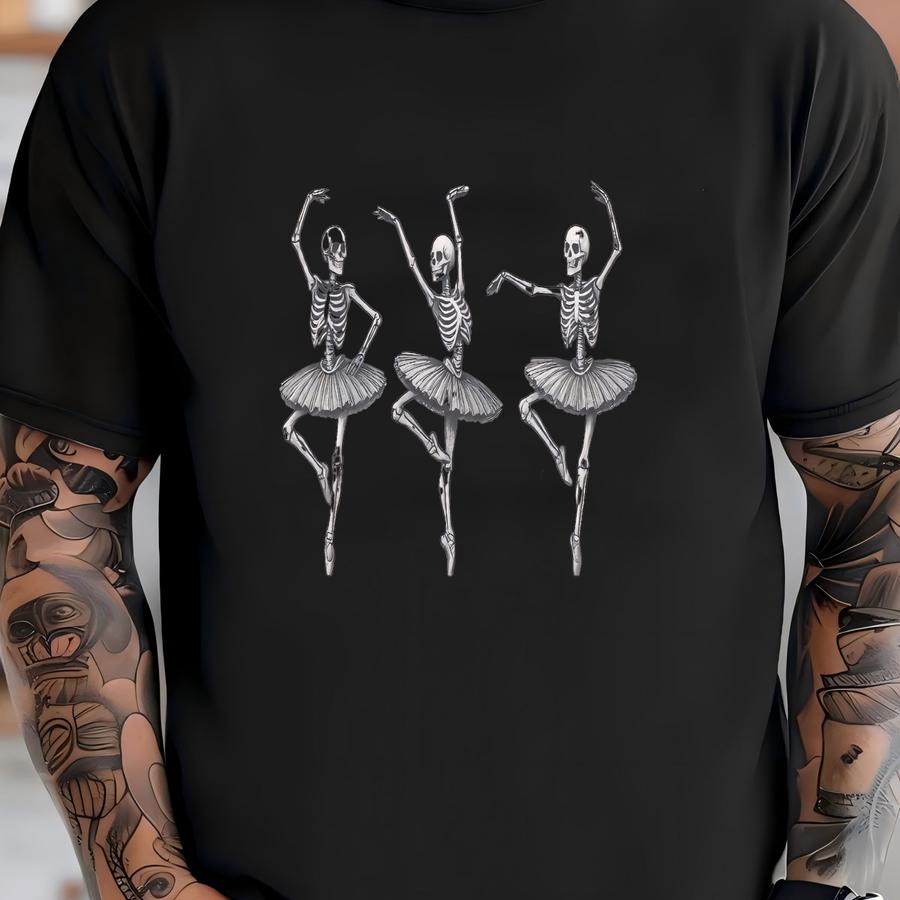 Dancing Skeleton Ballet For Dance Teacher Gift For Dance Mom Gift For Halloween Costume Top For Performance Dance Wear To Studio Dance Set T-shirt