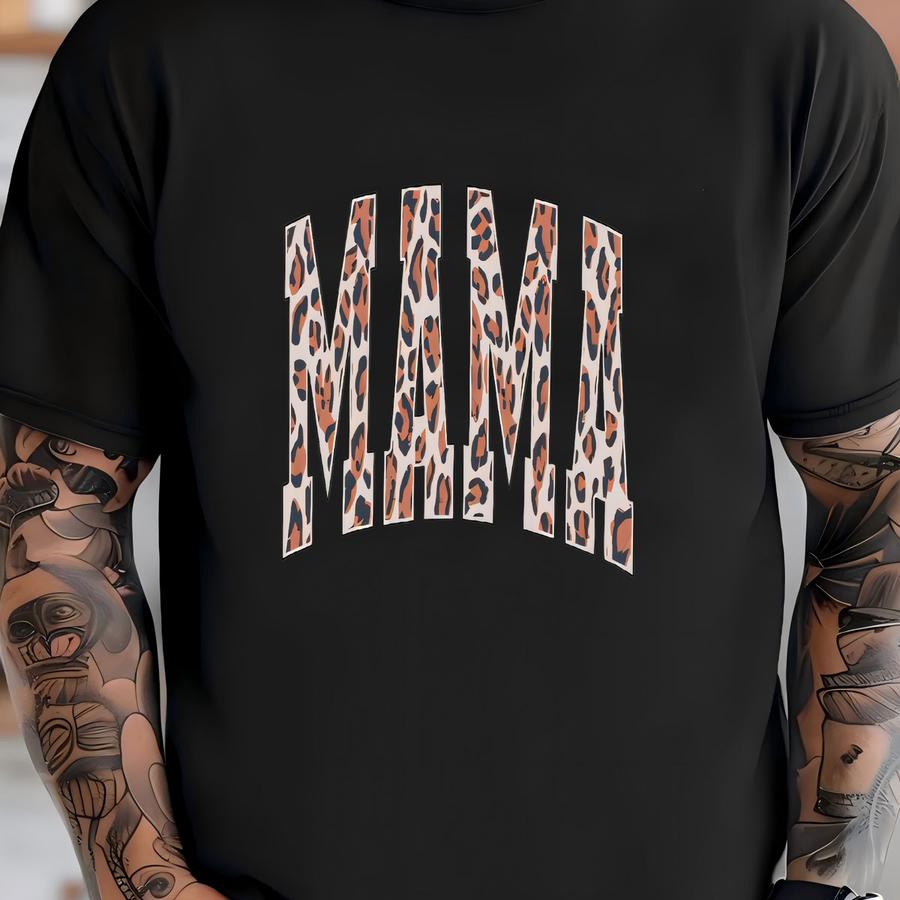 Mama Leopard Print Sweatshirt, Cute Mama Crewneck Sweatshirt, Mom Gift, Mama Shirt, Cozy Leopard Mama Sweatshirt, Mama Leopard Gift T-shirt