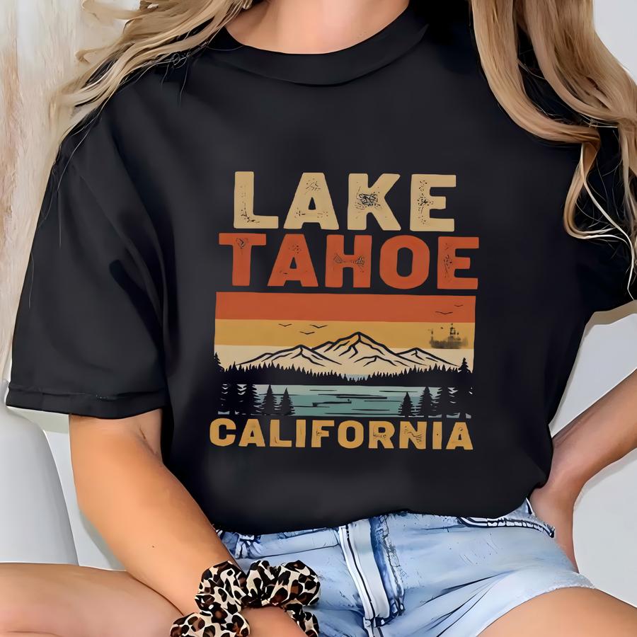 Retro Style Lake Ta California Shirt Sweatshirt Hoodie, Mountain Lakes Tee, Vintage Inspired Sunset Hiking Forest Gift, Nature Lovers Top T-shirt