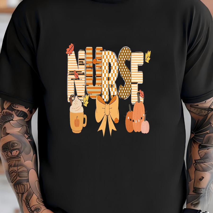 Fall Nurse Hoodie: Pumpkin Spice, Autumn Vibes - Unisex Cotton Tee T-shirt