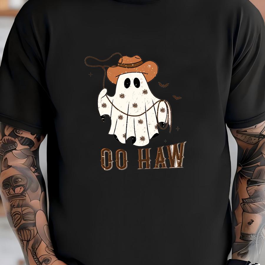 Funny Boo Haw Ghost Halloween Sweatshirt, Funny Western Ghost Sweater, Funny Ghost Halloween Gift, Halloween Party Sweatshirt T-shirt