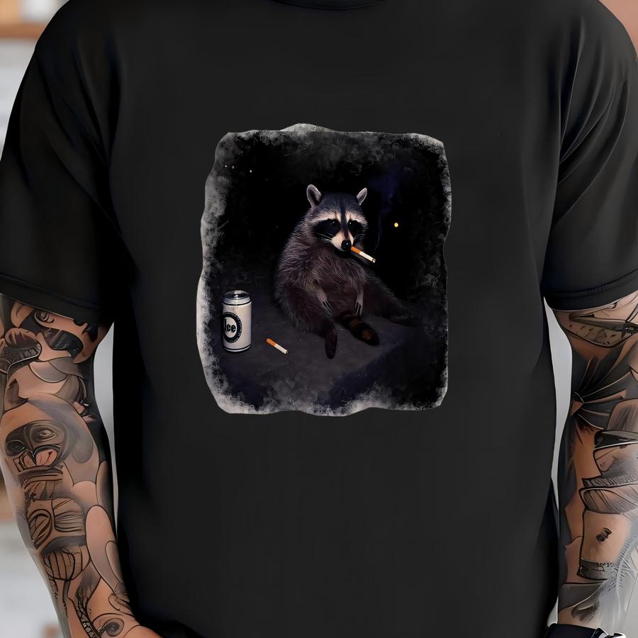 Funny Smoking Raccoon Meme Shirt Comfort Colors® Cigarette Raccoon Tee Stupid Brainrot Gift Cool Animal Lover Shirt Trash Panda Joke Tee Shirt