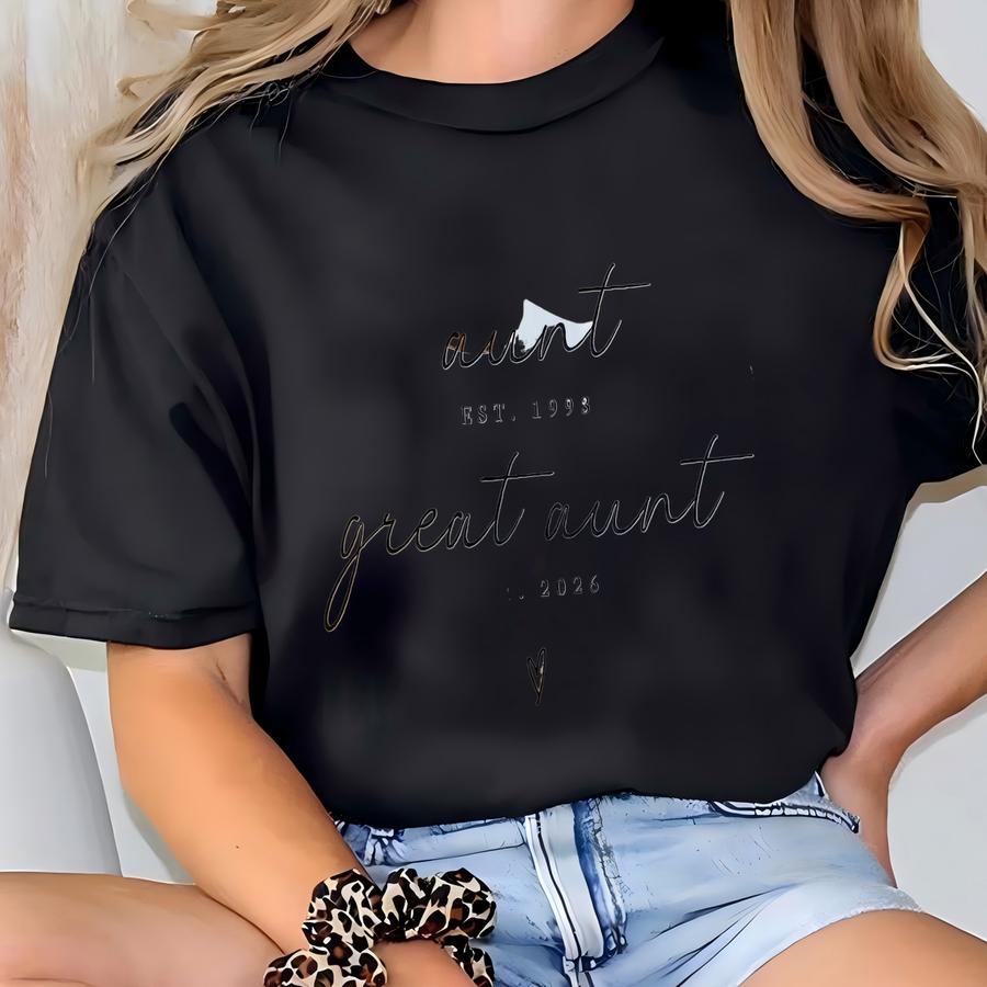 Aunt To Great Aunt Uncle Personalized Ornament Pregnancy Announcement Reveal Gift Future Great Auntie Established Custom New Great Aunt Gift T-shirt