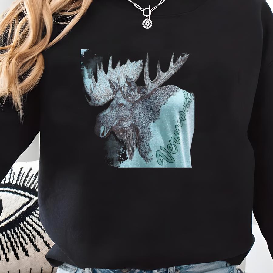 Vintage 80s Tee Vermont Moose Animal Nature T-shirt Medium Small Screen Stars 1990 Sweatshirt