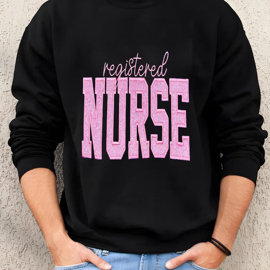 Nurse Sweatshirt, Custom Rn Glitter Sweatshirt, Cute Nurse Crewneck, Nursing School Graduation Gift, Personalized Career Sweater Sweatshirt