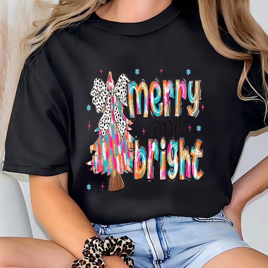 Merry And Bright Sweatshirt, Christmas Santa Shirt, Christmas Santa Hoodie, Christmas Tee Christmas Shirt, Christmas Gift, Merry Christmas T-shirt