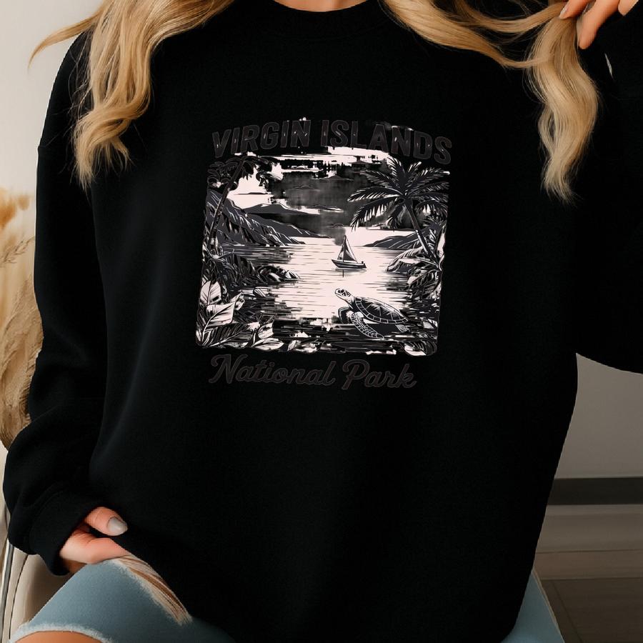 Virgin Islands National Park Tshirt Sweatshirt Hoodie, Turtle Sailboat Tee, Caribbean Beach Shirt, Tropical Island Souvenir, Vacation Gift Sweatshirt