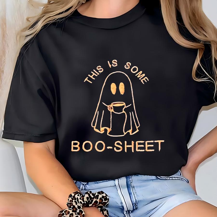 Funny 'this Is Some Boo Sheet' Halloween Sweatshirt, Cute Ghost Crewneck For Spooky Season, Halloween Gift For Her T-shirt
