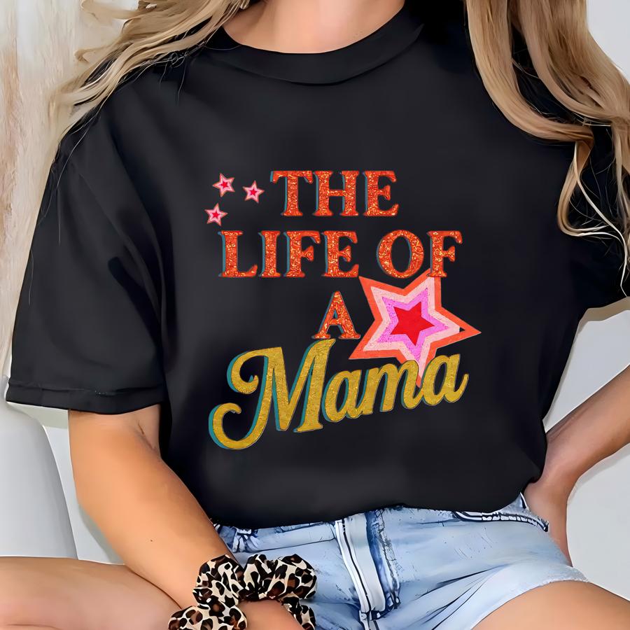 Glitter Mama Shirt: Retro Showgirl Mom Tee -  T-shirt