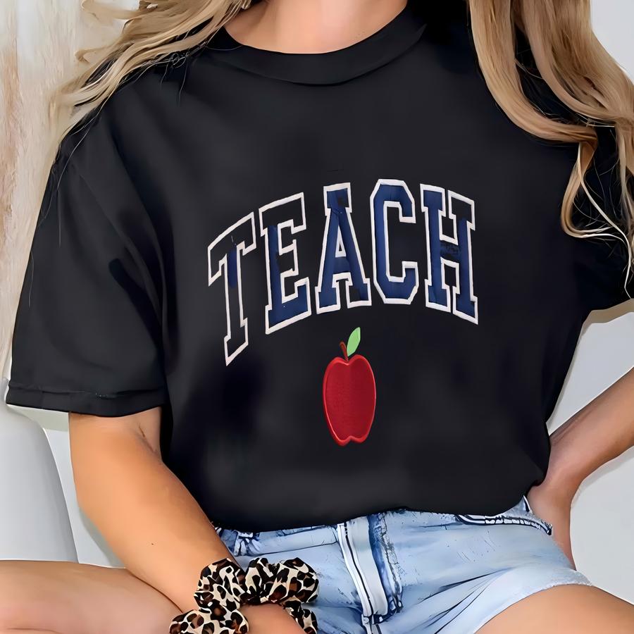 Personalized Teach Varsity Quarter-zip Sweatshirt With Name On Sve, Custom Sweater, Teacher Appreciation Gift T-shirt