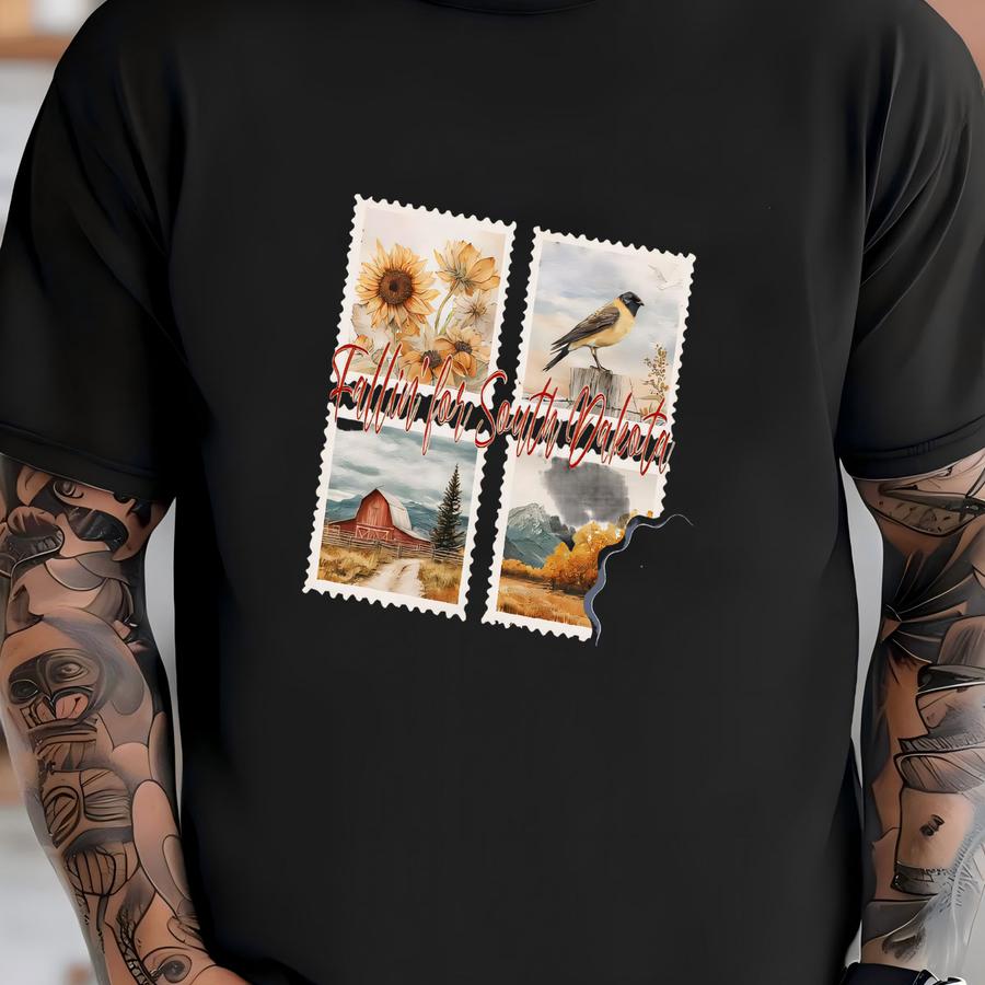 South Dakota Hoodie: Suower, Bird Barn Landscape - Tee T-shirt