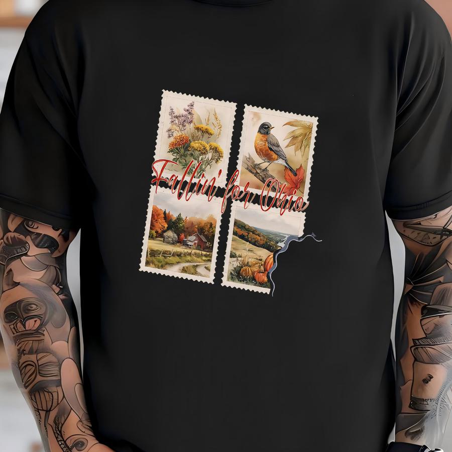 Fall In Ohio Hoodie: Autumn Bird Pumpkin Design T-shirt