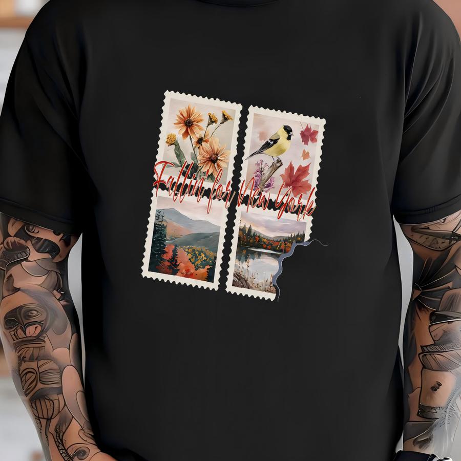 Fall In New York Tee: Autumn Bird Lakeside View T-shirt