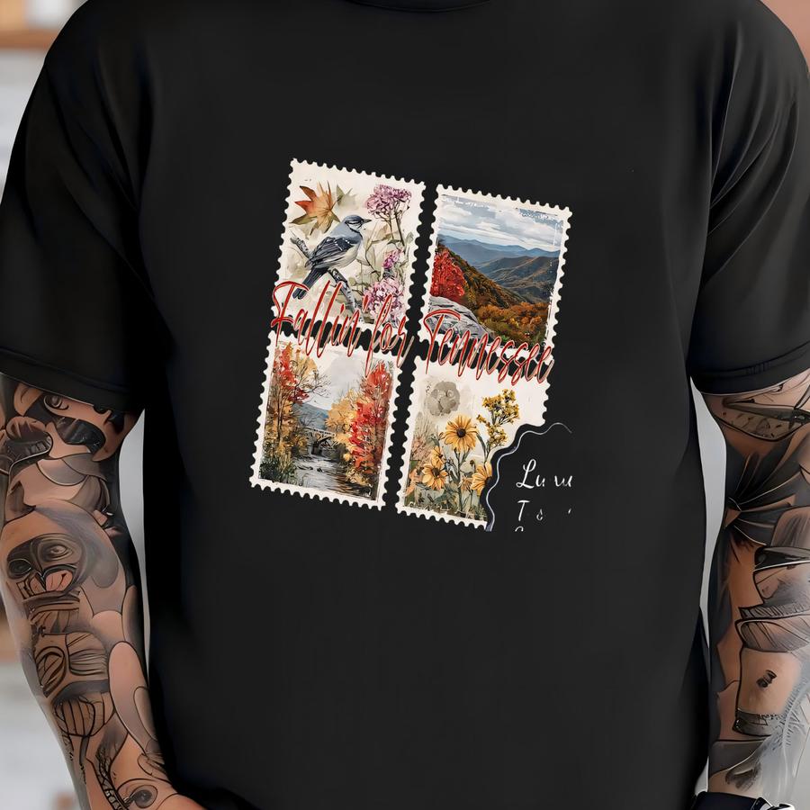 Fall In Tennessee Tee Or Sweatshirt: Vintage Stamp Style Collage T-shirt