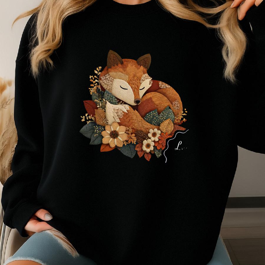 Floral Fox T-shirt Or Sweatshirt: Nature Inspired Sping Fox Tee Sweatshirt