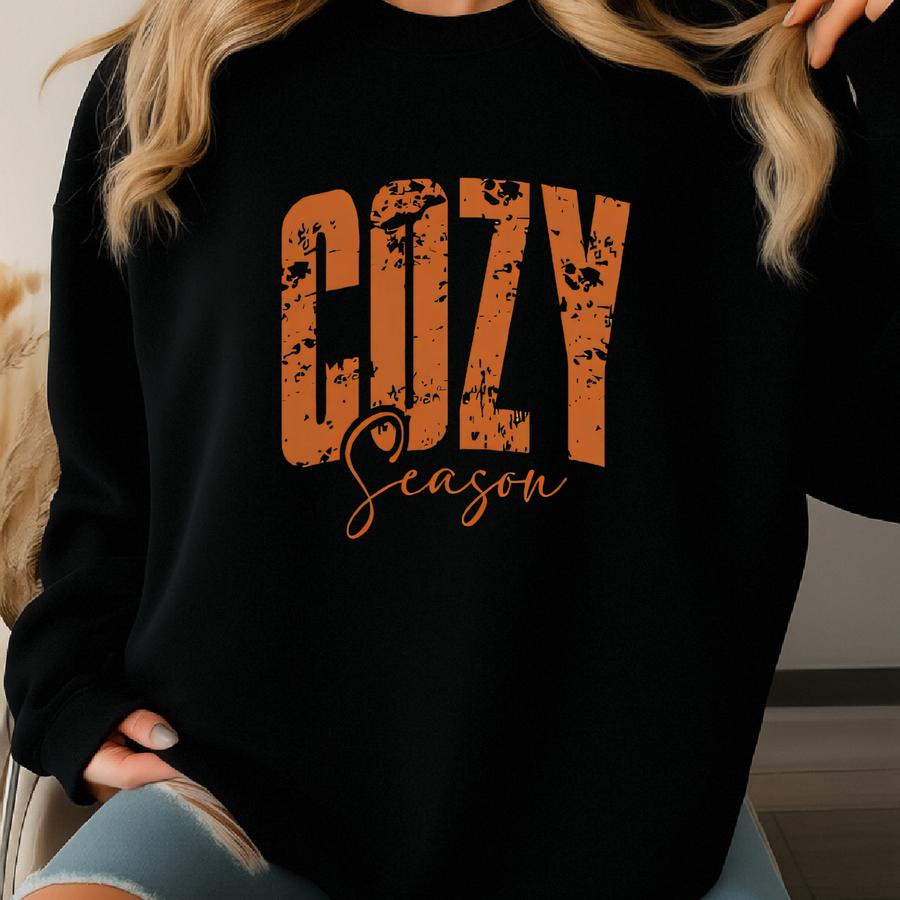 Cozy Season Shirt Autumn Fall Vibes Cute Pumpkin Patch Weekend Graphic Harvest Festival Thanksgiving Tee T-shirt Tshirt Women Outfit Sweatshirt