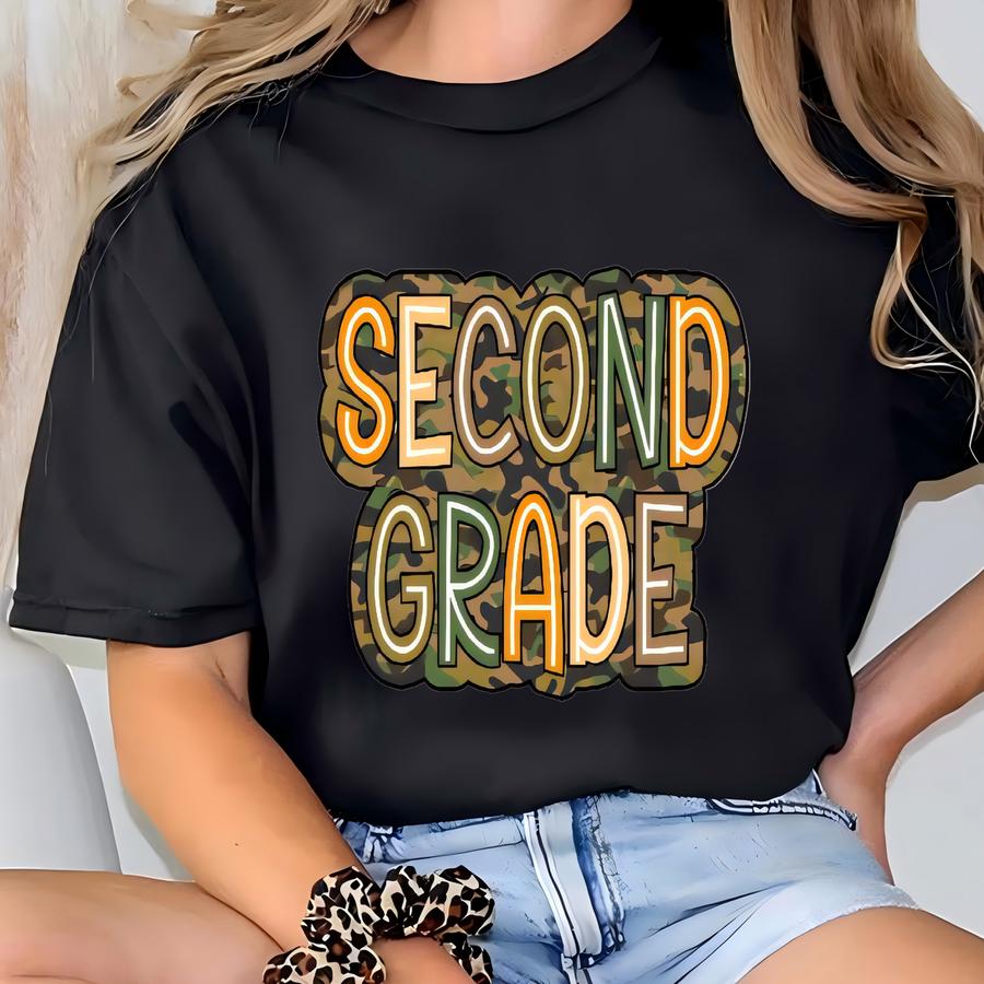 Camo Back To School Shirt: Second Grade Photo Hoodie T-shirt