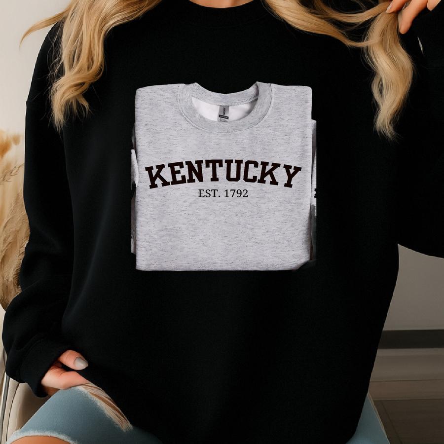Kentucky State Est. 1792 Shirt, Kentucky State Tee, Kentucky Hoodie, Ky Crew Neck, Bluegrass State Clothing, State Pride Shirt, Home Gear Sweatshirt