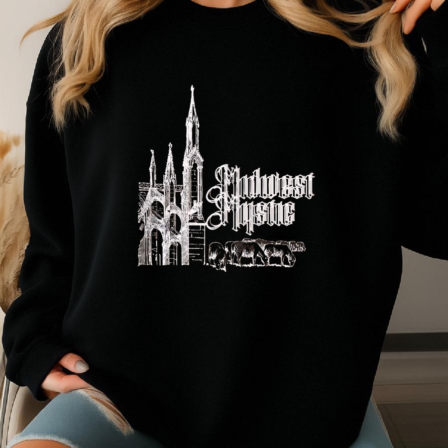 Midwest Mystic Shirt, Whimsigoth Aesthetic Graphic Tee, Midwest Emo Hoodie, Back To School Grunge, Cottagecore Crew Neck, Sheep Castle Art Sweatshirt