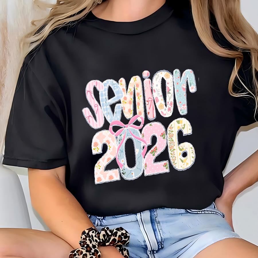 Senior 2026 Hoodie, Preppy Graduate 2026 Shirt,high School Graduation Gift,coquette Girly Senior Tee,lace Class Of 2026 Tees T-shirt