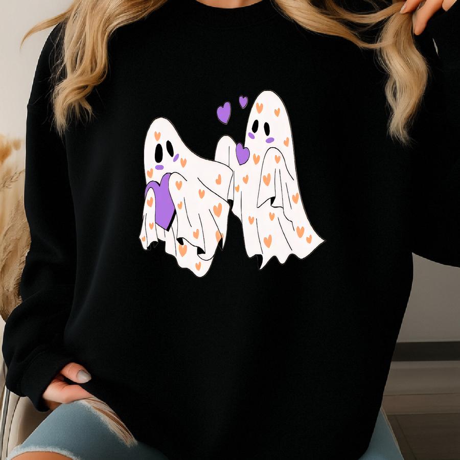 Paranormal Display Of Affection Shirt, Ghost Couple T-shirt, Spooky Halloween Crew Neck, Funny October Crew Neck, Pda Couple's Costume Sweatshirt