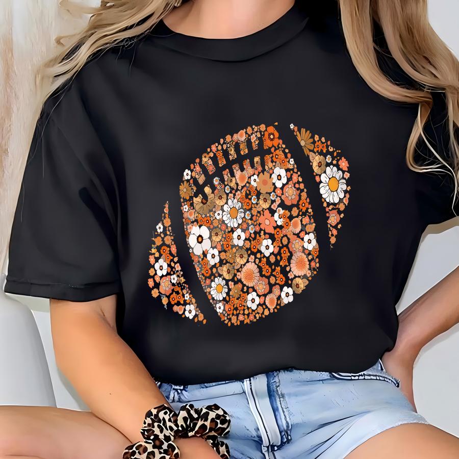 ® Football Shirt, Football Mom Shirt, Floral Football Shirts For Women, Fall Shirt, Football Season T-shirt