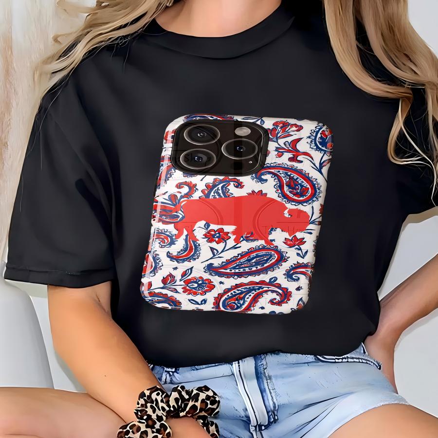 Paisley Design With Buffalo Phone Case, Protective Cover, Tough Case, Unique Gift, Customizable, Phone Accessories T-shirt