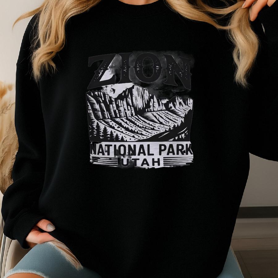 Zion National Park Tshirt Sweatshirt Hoodie, Utah Travel Tee, Vintage Mountains Scene T-shirt, Outdoor Adventure Shirt, Nature Lovers Gift Sweatshirt