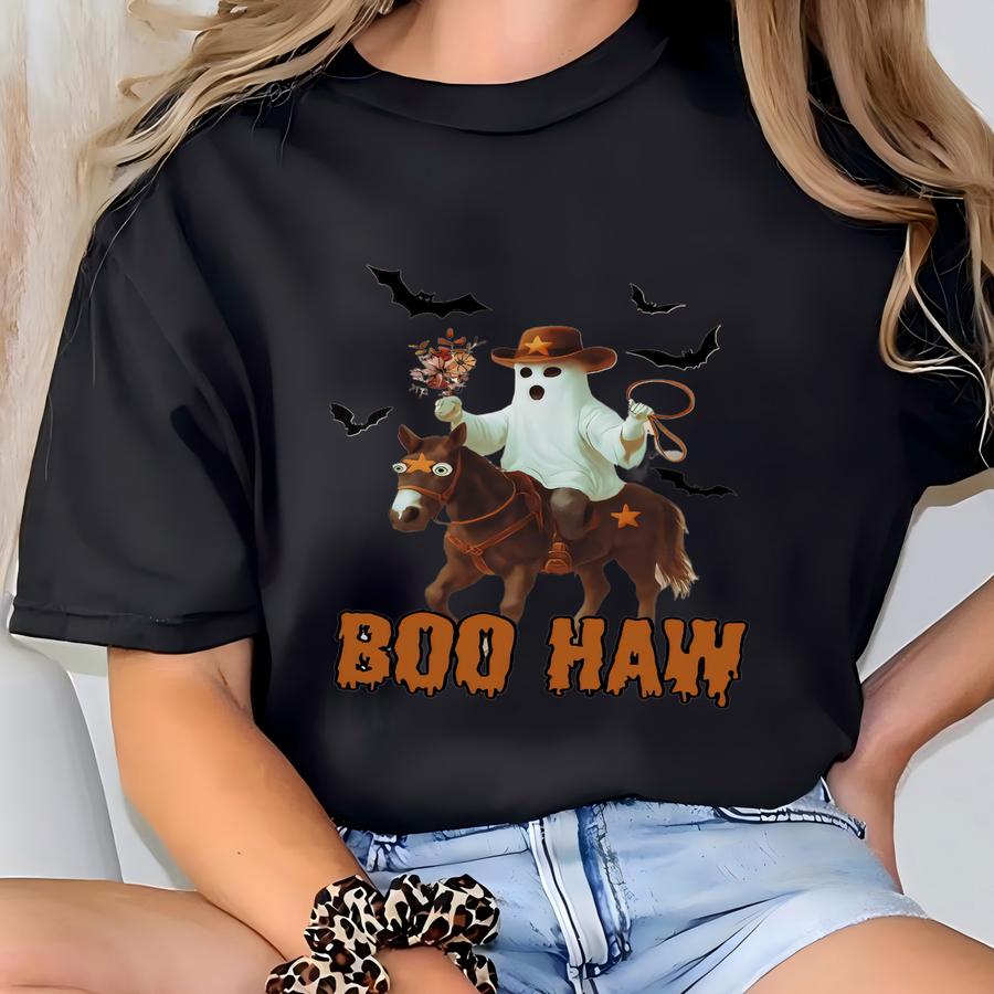 Boo Haw Cowboy Ghost Shirt: Western Halloween Tee S-3xl T-shirt