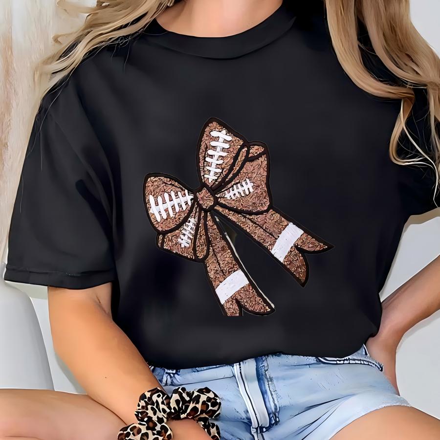 Custom Football Side Bow Cut-out Sweatshirt | Fall Pullover | Coquette Bow | Football Season | Side Bow | Bow Cut-out Sweatshirt | T-shirt