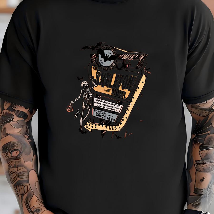 Skeleton Hotel Halloween Skeleton Tee Shirt Unisex T-shirt