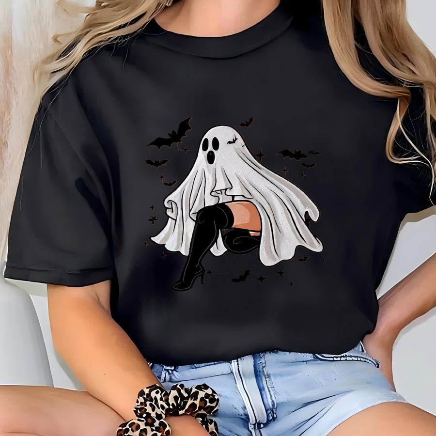 Funny Halloween Sheet Ghost Sweatshirt, Halloween Shirt, Halloween Quote For Sublimation Shirt, Retro Halloween Girl Shirt T-shirt