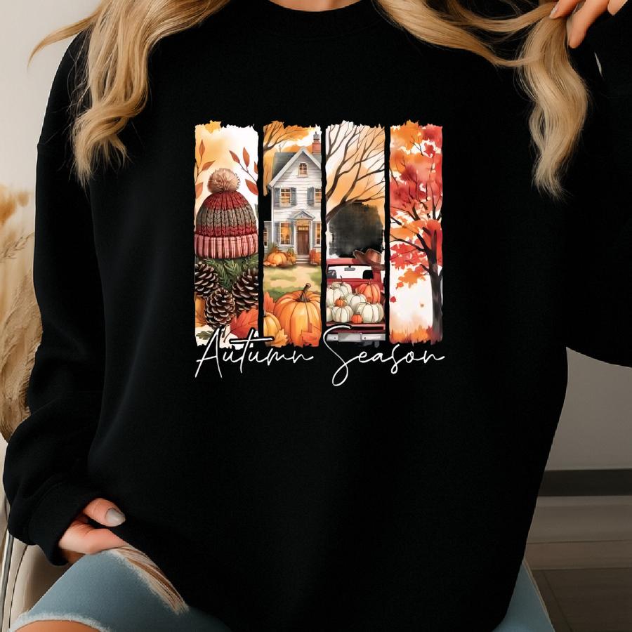 Fall Pumpkin Truck Graphic Tee: Vintage Autumn Vibes Sweatshirt