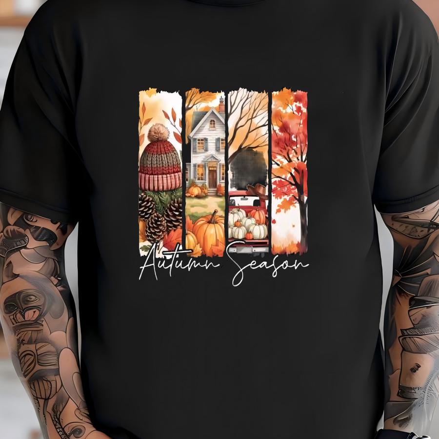 Fall Pumpkin Truck Graphic Tee: Vintage Autumn Vibes T-shirt