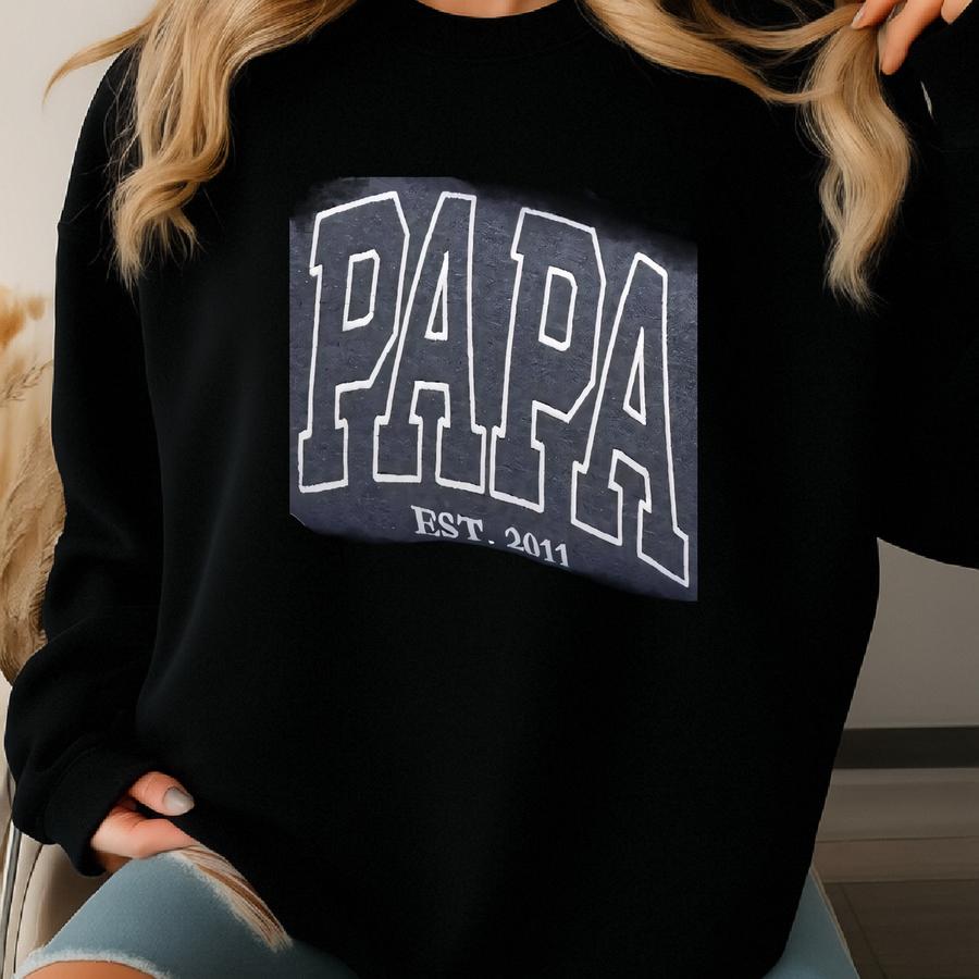 Custom Papa Est Sweatshirt With Kids Names On Sve - Personalized Dad Grandpa Hoodie - Dad Gift - Christmas Gifts For Dad Sweatshirt