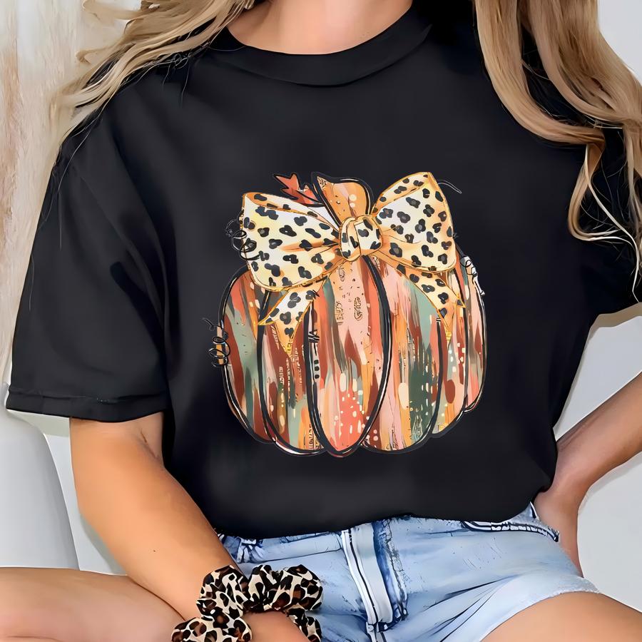 Fall Pumpkin Graphic Tee: Autumn Bow Shirt T-shirt