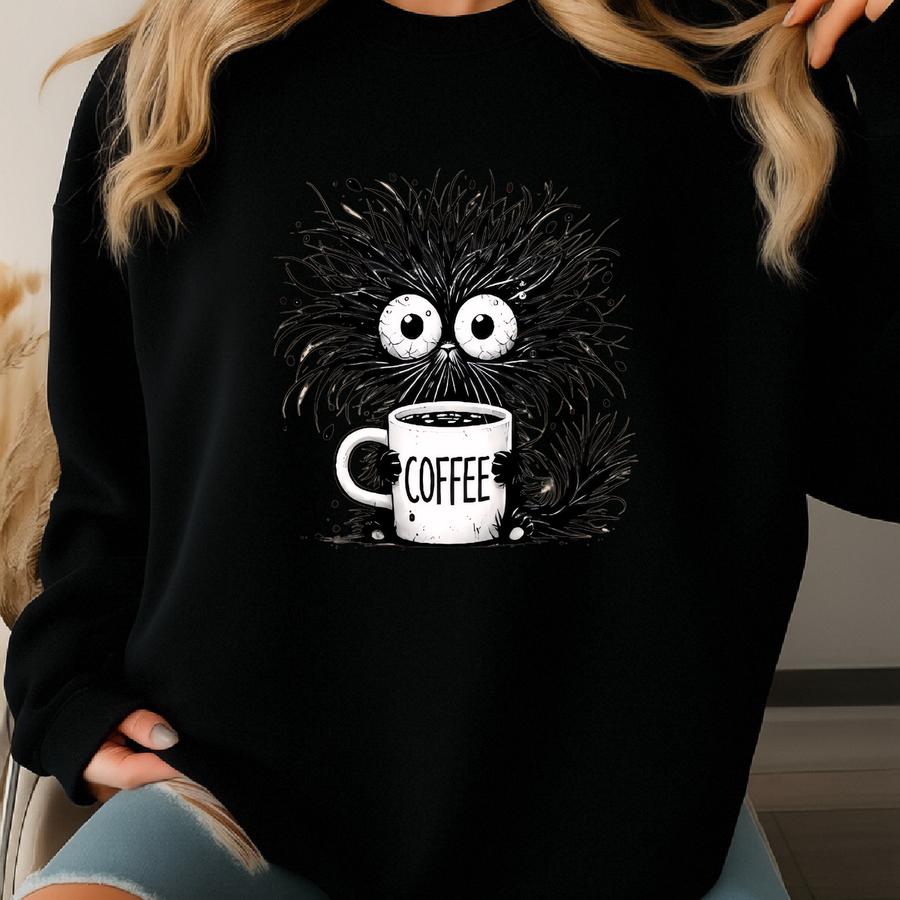 It's Fine I'm Fine Everything Is Fine Shirt, Comfort Color Cute Black Cat Tee, Sarcasm T-shirt, Everything Is Fine, Funny Gift Cat Lover Sweatshirt