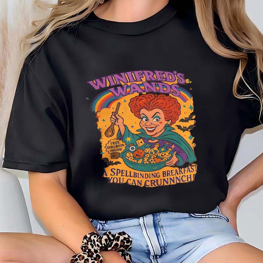 Winifred's Wands Cereal Tee: Fun Halloween Graphic Tee T-shirt
