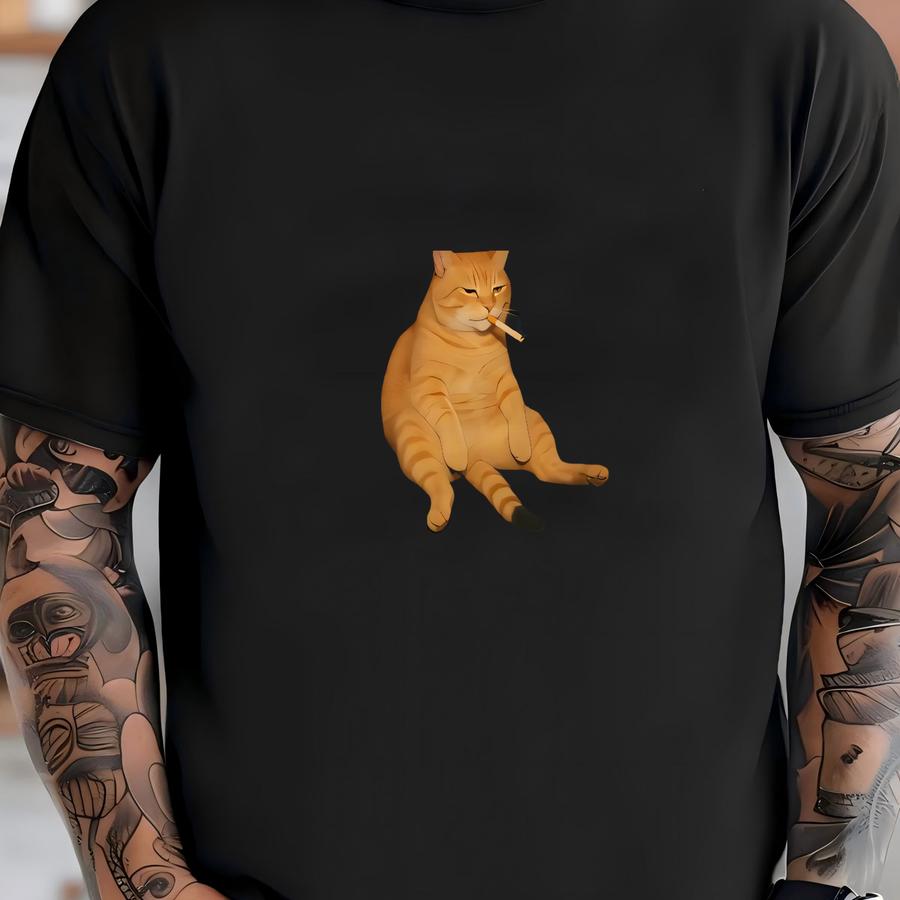Funny Smoking Cat Meme Shirt, Cigarette Cat Shirt, Cat Lover Gift Shirt, Gen Z Joke Shirt, Stupid Brainrot Shirt, Funny Kitty Shirt T-shirt