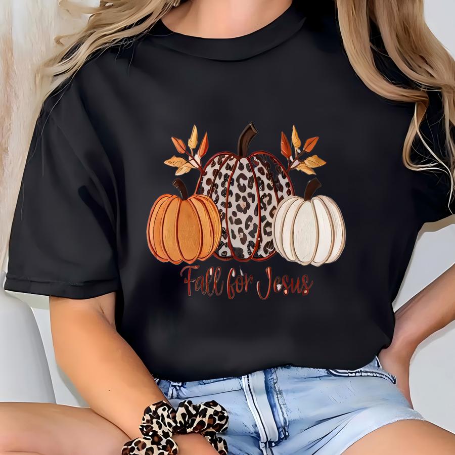 Fall Sweatshirt, Fall For Jesus He Never Leaves Shirt, Fall For Jesus Shirt, Jesus Sweatshirt, Autumn Shirt, Thanksgiving Shirt T-shirt