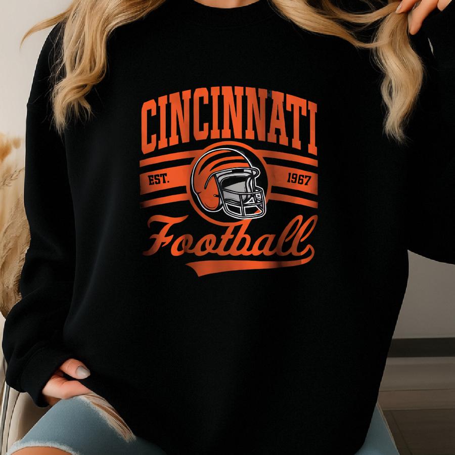 Cincinnati Football Sweatshirt, Vintage Style Cincinnati Football Crewneck, Cincinnati Football Crewneck, Cincinnati Football Fan Gifts Sweatshirt