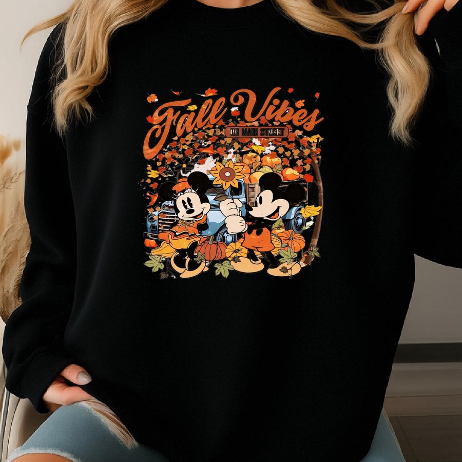 And Fall Vibes Shirt, Main Street Autumn Sweatshirt, Pumpkin Season Tee, Cozy Matching Family Trip Outfit Sweatshirt