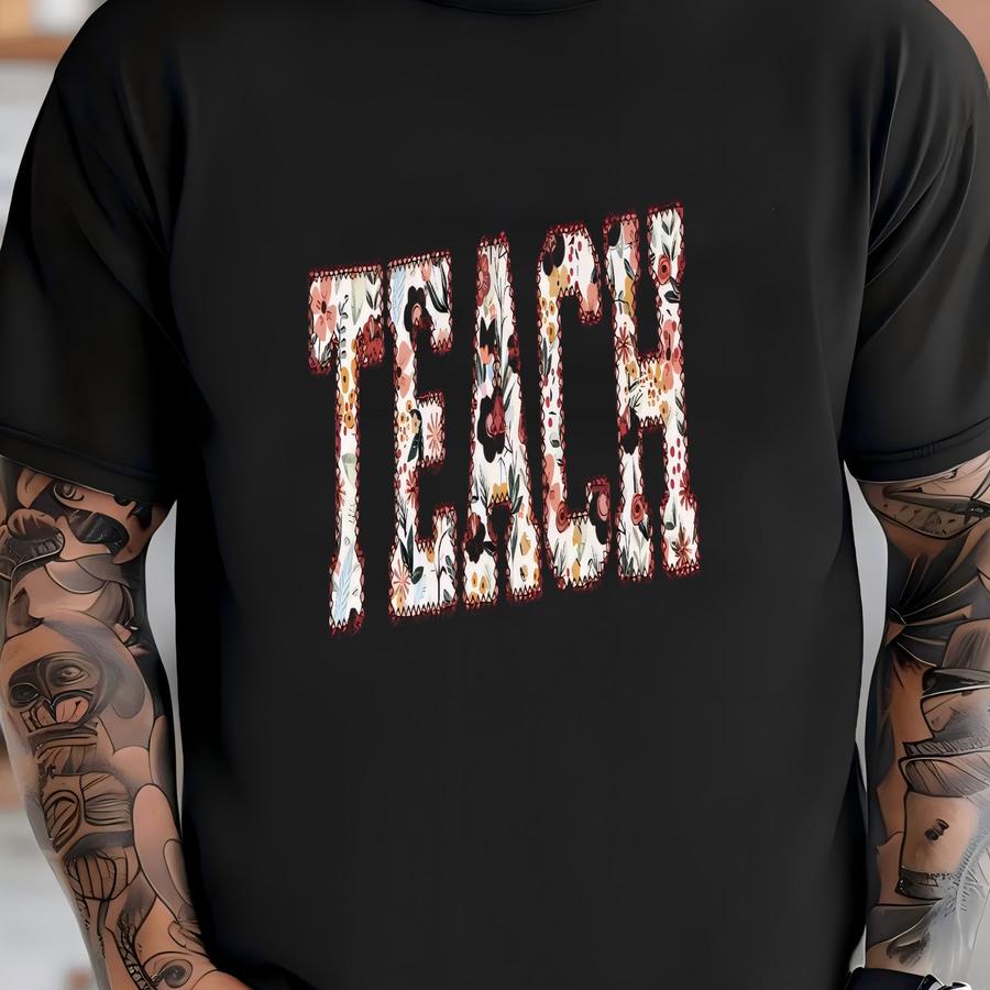 Teach Sweatshirt, Floral Teacher Crewneck, Custom Teacher Gift, Back To School Sweatshirt, Cozy Teacher Shirt, Christmas Gift T-shirt