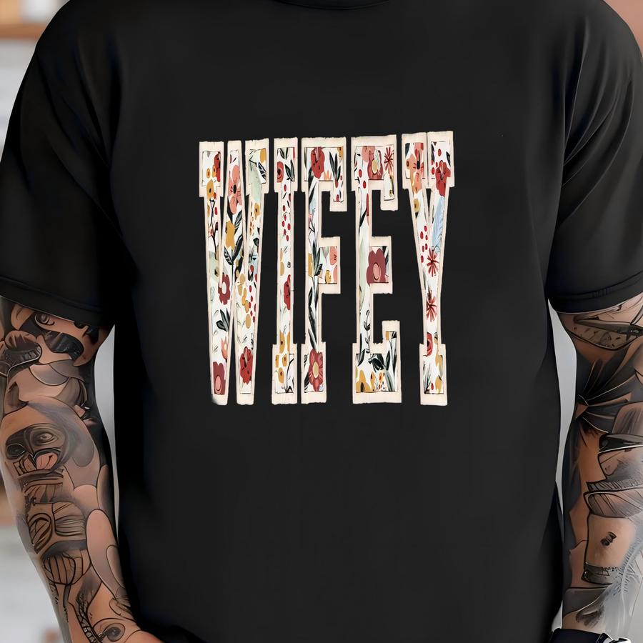 Wifey Sweatshirt, Floral Bride Crewneck, Personalized Newlywed Gift, Bridal Shower Gift, Cozy Honeymoon Sweatshirt, Wife Sweater T-shirt