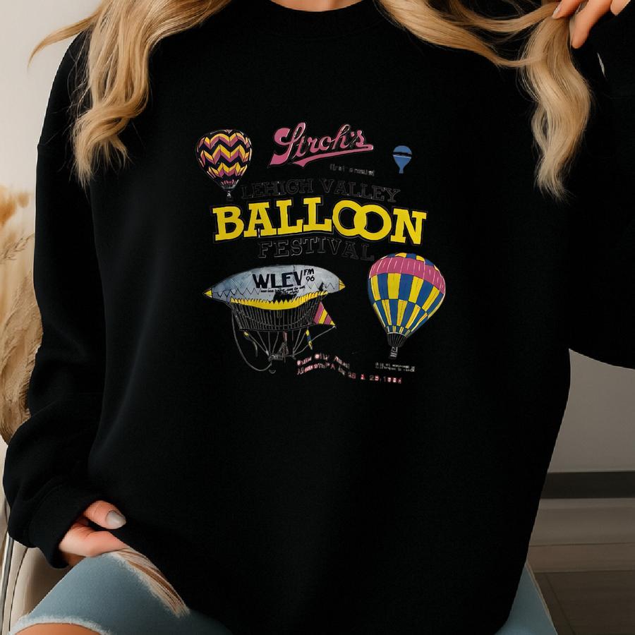 Vintage 1984 Stroh’s Beer Lehigh Valley Pennsylvania Hot Air Balloon Festival Graphic Tee Shirt (fits Size Adult Medium) Sweatshirt