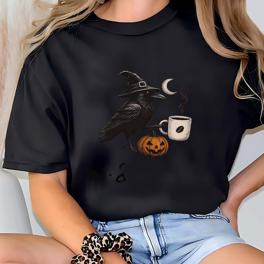 Raven Crow O Darkness ® Koszula, Crow I Kawa Halloween Hoodie, Raven I Kawa Kubek O Ciemności Mój Stary Przyjaciel Tshirt Kostium